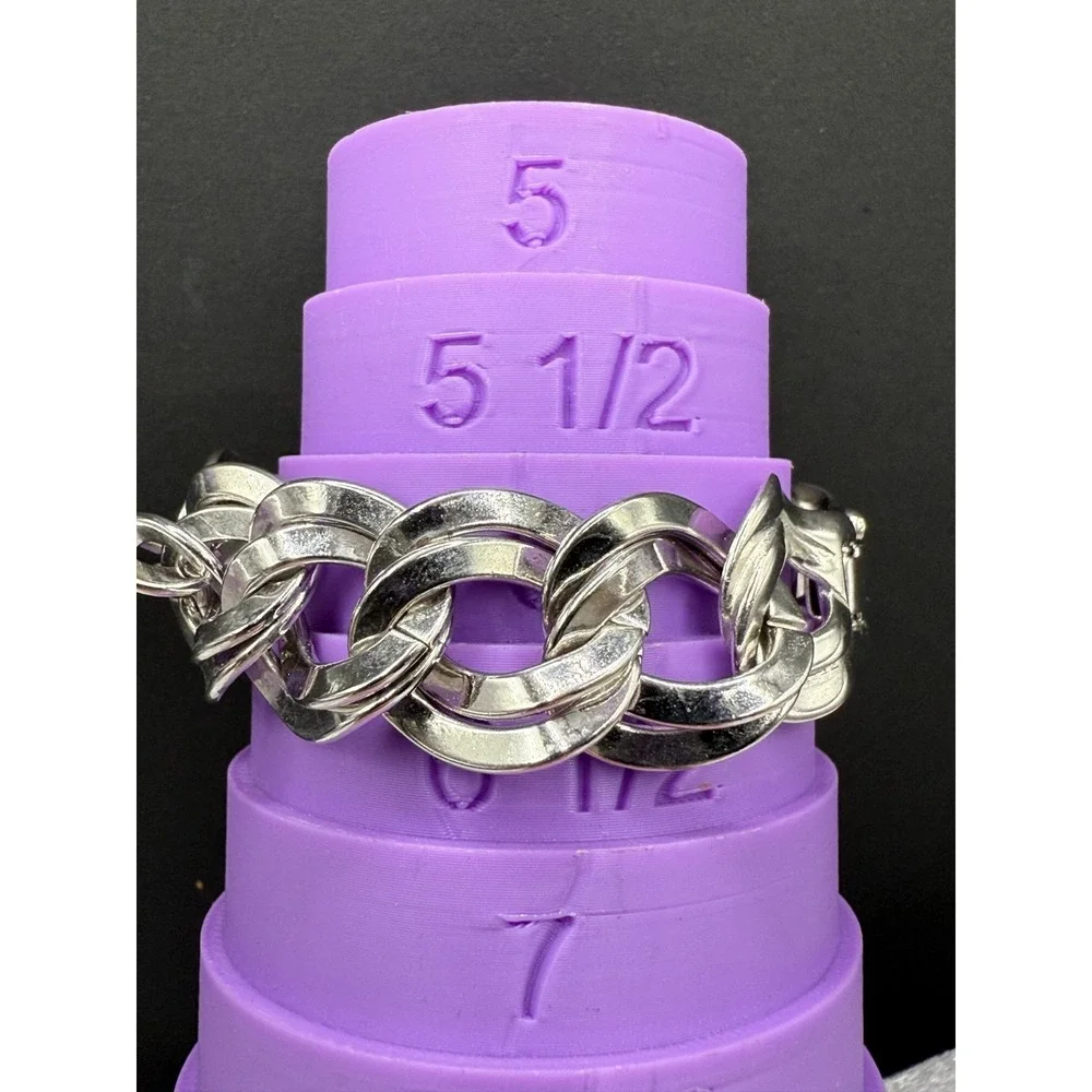 Vintage Monet Bracelet Double Link Silver Tone Signed 6.5" - Picture 5 of 7